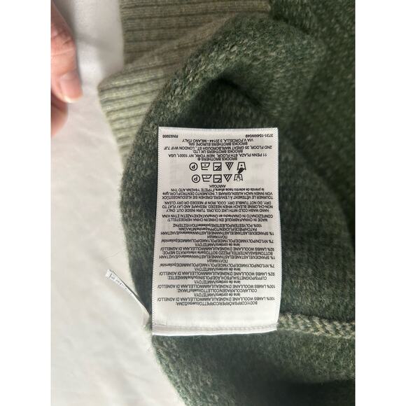 Brooks Brothers Wool High V-neck Striped Sweater Mens Size XL Green Preppy NWT - Picture 4 of 7